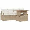 Ensemble de canapé de jardin 5 pcs Beige Poly rotin 566361566361