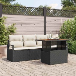 Ensemble de canapé de jardin 5 pcs Noir Poly rotin 566362566362