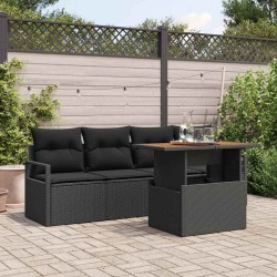 Ensemble de canapé de jardin 5 pcs Noir Poly rotin 566363566363