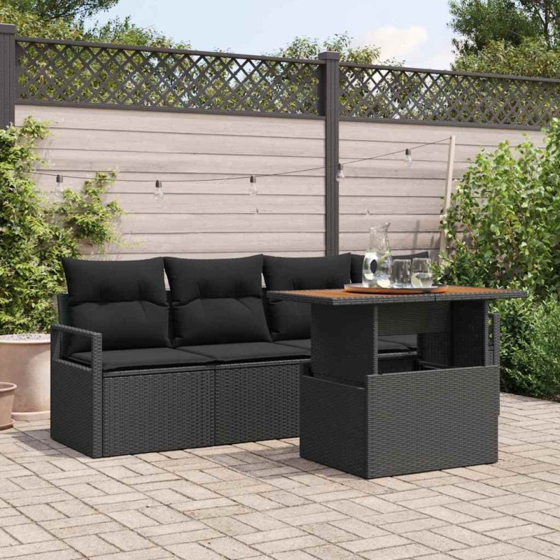 Ensemble de canapé de jardin 5 pcs Noir Poly rotin 566363566363