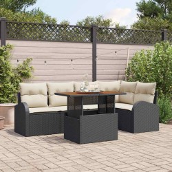 Ensemble de canapé de jardin 6 pcs Noir Poly rotin 566364566364