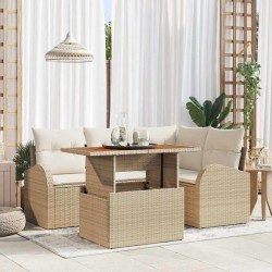 Ensemble de canapé de jardin 5 pcs Beige Poly rotin 566365566365