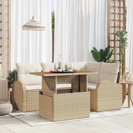 Ensemble de canapé de jardin 5 pcs Beige Poly rotin 566365566365