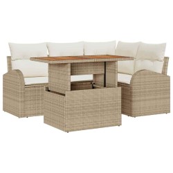 Ensemble de canapé de jardin 5 pcs Beige Poly rotin 566365566365