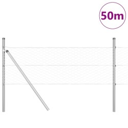 Poteau de clôture. Argenté 50 x 0,8 m (maillage 36 mm) Acier 566384566384