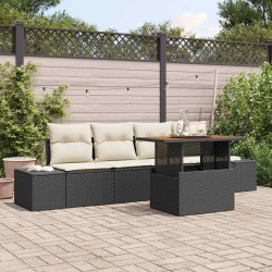 Ensemble de canapé de jardin 5 pcs Noir Poly rotin 566482566482