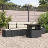 Ensemble de canapé de jardin 5 pcs Noir Poly rotin 566482566482