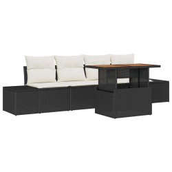 Ensemble de canapé de jardin 5 pcs Noir Poly rotin 566482566482