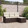 Ensemble de canapé de jardin 4 pcs Marron et Crème polyrotin 566483566483