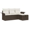 Ensemble de canapé de jardin 4 pcs Marron et Crème polyrotin 566483566483