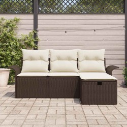 Ensemble de canapé de jardin 4 pcs Marron et Crème polyrotin 566483566483