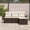 Ensemble de canapé de jardin 4 pcs Marron et Crème polyrotin 566483566483