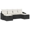 Ensemble de canapé de jardin avec coussin 6 pcs Noir Poly rotin 566485566485