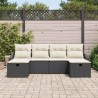 Ensemble de canapé de jardin avec coussin 6 pcs Noir Poly rotin 566485566485