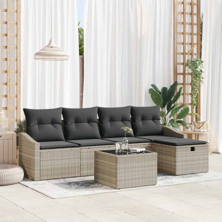 Ensemble de Canapés avec coussin Gris clair polyrotin 566486566486