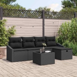 Ensemble de Canapés avec coussin 6 pcs Noir polyrotin 566487566487