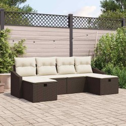 Ensemble de canapé de jardin avec coussin 6 pcs polyrotin 566489566489