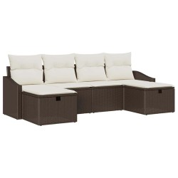 Ensemble de canapé de jardin avec coussin 6 pcs polyrotin 566489566489