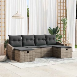 Ensemble de canapé de jardin avec coussin 6 pcs polyrotin 566490566490