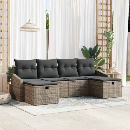 Ensemble de canapé de jardin avec coussin 6 pcs polyrotin 566490566490