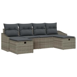 Ensemble de canapé de jardin avec coussin 6 pcs polyrotin 566490566490