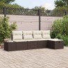 Ensemble de canapé de jardin 5 pcs Marron polyrotin 566491566491