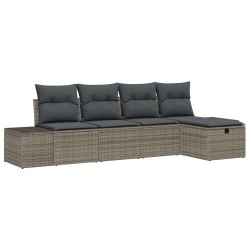 Ensemble de canapé de jardin avec coussin 5 pcs Gris polyrotin 566492566492