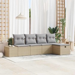 Ensemble de canapé de jardin avec coussin 5 pcs Beige polyrotin 566493566493