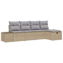 Ensemble de canapé de jardin avec coussin 5 pcs Beige polyrotin 566493566493