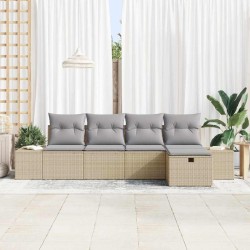 Ensemble de canapé de jardin avec coussin 5 pcs Beige polyrotin 566493566493