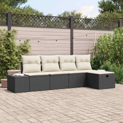Ensemble de canapé de jardin avec coussin 5 pcs polyrotin 566494566494