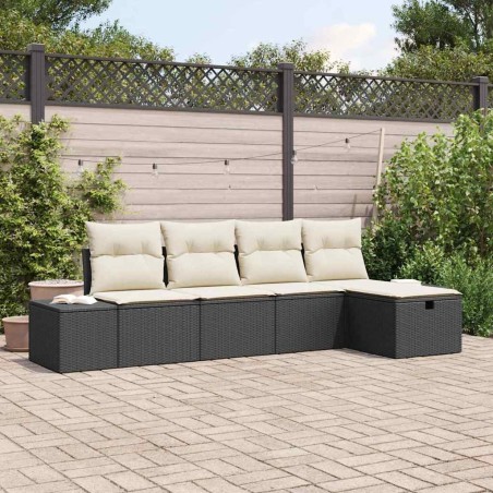 Ensemble de canapé de jardin avec coussin 5 pcs polyrotin 566494566494