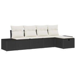 Ensemble de canapé de jardin avec coussin 5 pcs polyrotin 566494566494