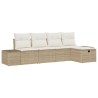 Ensemble de canapé de jardin avec coussin 5 pcs Beige polyrotin 566495566495