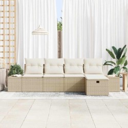 Ensemble de canapé de jardin avec coussin 5 pcs Beige polyrotin 566495566495