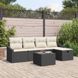 Ensemble de Canapés avec coussin avec stockage Noir polyrotin 566497566497