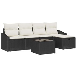 Ensemble de Canapés avec coussin avec stockage Noir polyrotin 566497566497