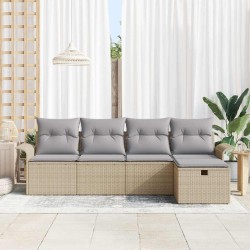 Ensemble de canapé de jardin 5 pcs Beige et Gris clair 566498566498