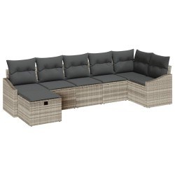 Ensemble de Canapés avec coussin Gris clair polyrotin 566499566499