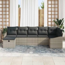 Ensemble de Canapés avec coussin Gris clair polyrotin 566499566499