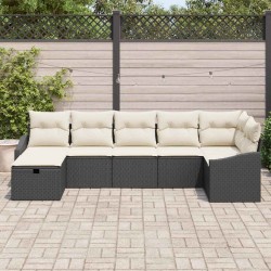 Ensemble de Canapés avec coussin 7 pcs Noir polyrotin 566501566501