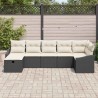 Ensemble de Canapés avec coussin 7 pcs Noir polyrotin 566501566501