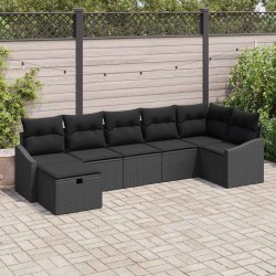 Ensemble de Canapés avec coussin avec stockage Noir polyrotin 566504566504