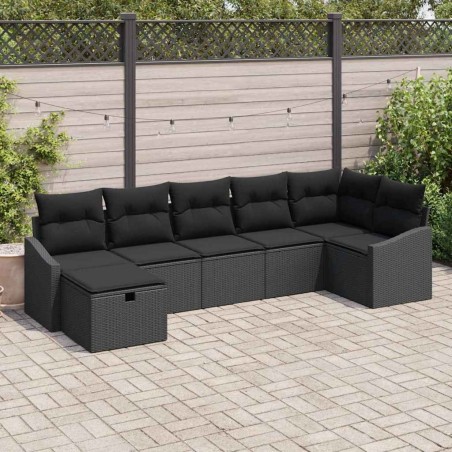 Ensemble de Canapés avec coussin avec stockage Noir polyrotin 566504566504