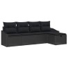 Ensemble de Canapés avec coussin 5 pcs Noir polyrotin 566505566505