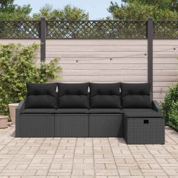 Ensemble de Canapés avec coussin 5 pcs Noir polyrotin 566505566505
