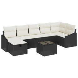 Ensemble de Canapés avec coussin 8 pcs Noir polyrotin 566506566506