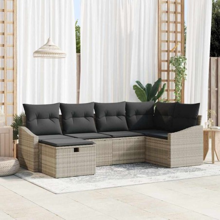 Ensemble de Canapés 6 pcs Gris clair et gris polyrotin 566507566507