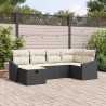 Ensemble de Canapés avec coussin 6 pcs Noir et Crème polyrotin 566509566509
