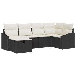 Ensemble de Canapés avec coussin 6 pcs Noir et Crème polyrotin 566509566509